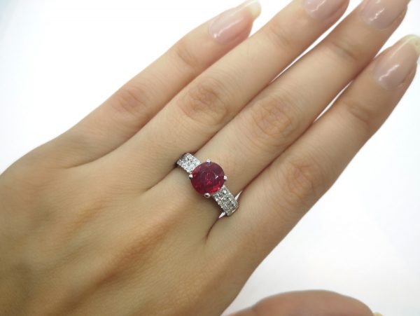 2.03ct Ruby and Diamond Ring in 18ct Gold