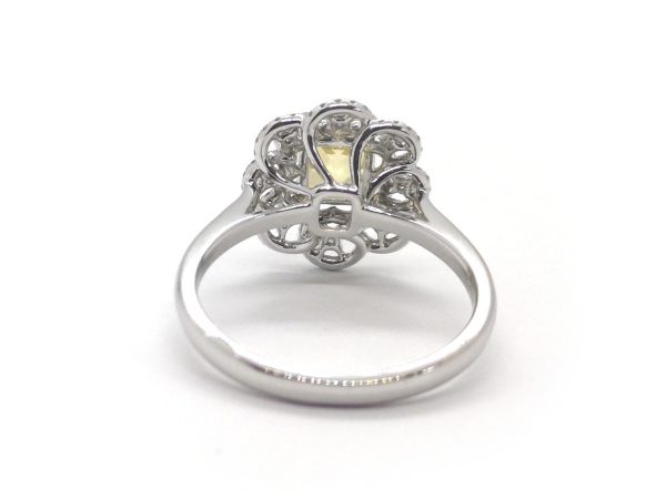 Natural 1.54 carats Yellow Sapphire and Diamond Cluster Dress Ring