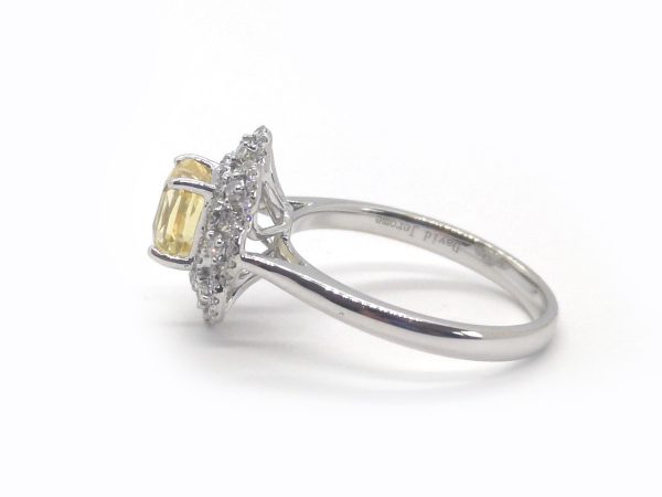 Natural 1.54 carats Yellow Sapphire and Diamond Cluster Dress Ring