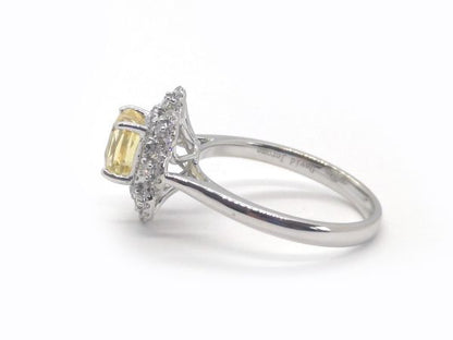 Natural 1.54 carats Yellow Sapphire and Diamond Cluster Dress Ring