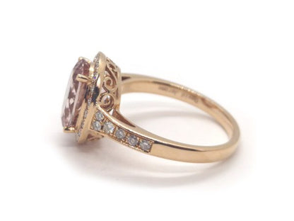 Morganite and Diamond Cluster Ring in 18ct Rose Gold