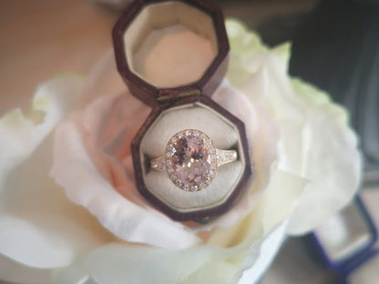Morganite and Diamond Cluster Ring in 18ct Rose Gold