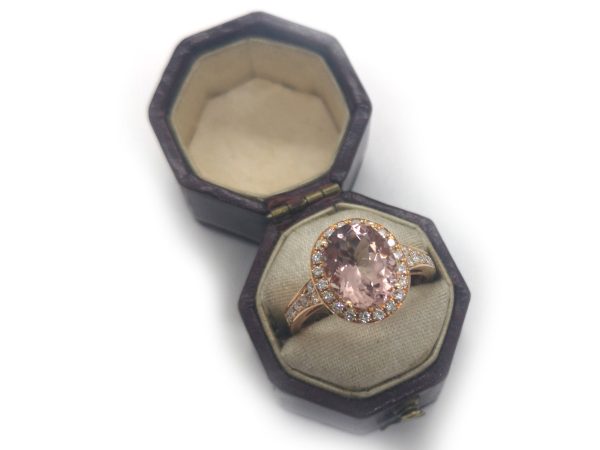 Morganite and Diamond Cluster Ring in 18ct Rose Gold