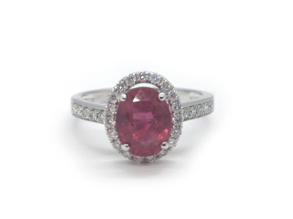 2.62ct Ruby and Diamond Cluster Ring in 18ct White Gold