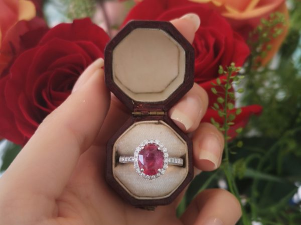 2.62ct Ruby and Diamond Cluster Ring in 18ct White Gold