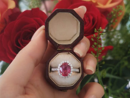 2.62ct Ruby and Diamond Cluster Ring in 18ct White Gold