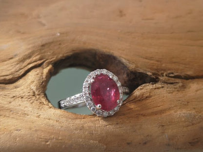 2.62ct Ruby and Diamond Cluster Ring in 18ct White Gold