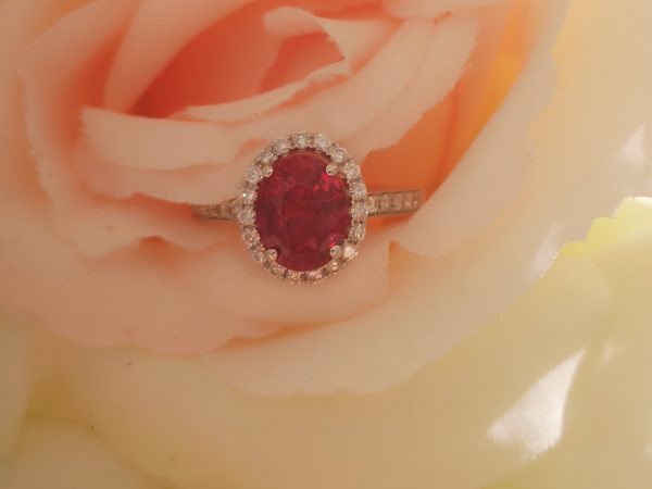 2.62ct Ruby and Diamond Cluster Ring in 18ct White Gold