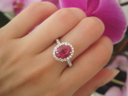 2.62ct Ruby and Diamond Cluster Ring in 18ct White Gold