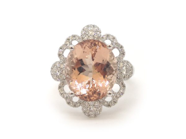 8.06ct Morganite and Diamond Dress Ring in 18ct White Gold