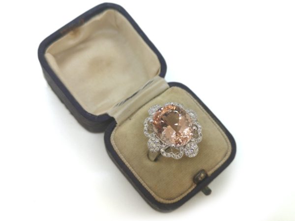 8.06ct Morganite and Diamond Dress Ring in 18ct White Gold