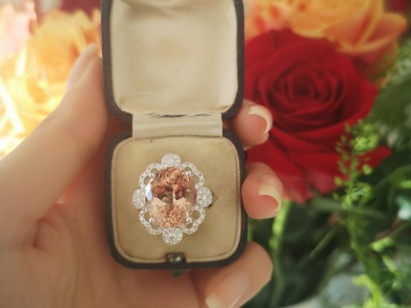 8.06ct Morganite and Diamond Dress Ring in 18ct White Gold