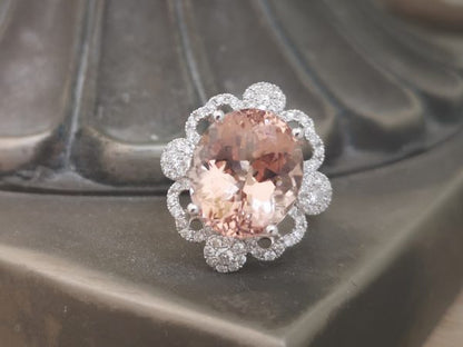 8.06ct Morganite and Diamond Dress Ring in 18ct White Gold