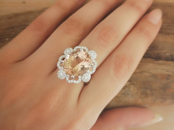 8.06ct Morganite and Diamond Dress Ring in 18ct White Gold