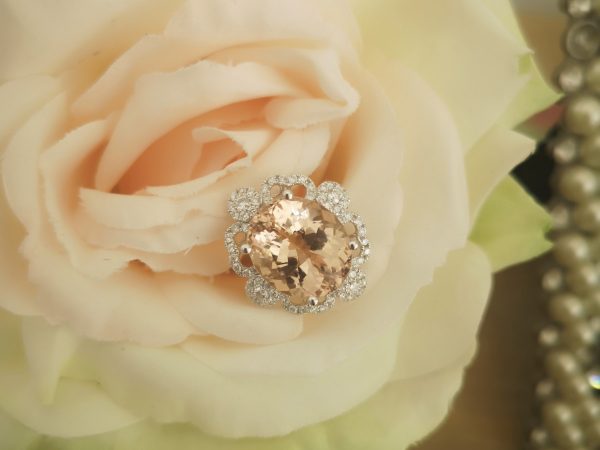 8.06ct Morganite and Diamond Dress Ring in 18ct White Gold