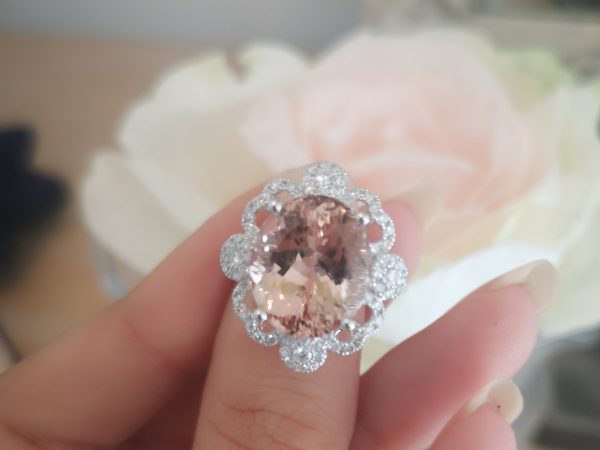 8.06ct Morganite and Diamond Dress Ring in 18ct White Gold