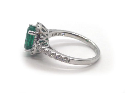 Zambian Emerald and Diamond Engagement Ring, 1.86ct