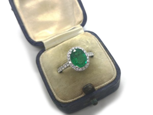 Zambian Emerald and Diamond Engagement Ring, 1.86ct