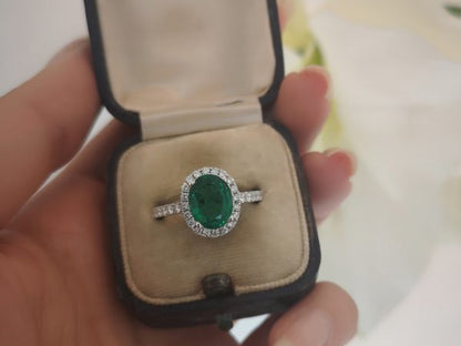 Zambian Emerald and Diamond Engagement Ring, 1.86ct
