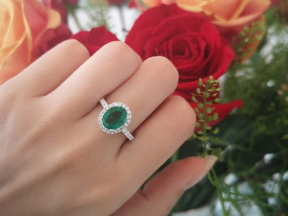 Zambian Emerald and Diamond Engagement Ring, 1.86ct