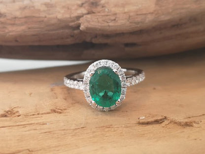 Zambian Emerald and Diamond Engagement Ring, 1.86ct