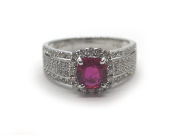 1.08ct Ruby and Diamond Cluster Ring in 18ct Gold