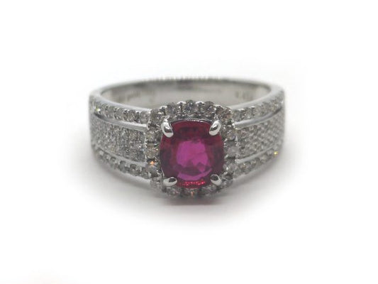 1.08ct Ruby and Diamond Cluster Ring in 18ct Gold