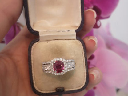 1.08ct Ruby and Diamond Cluster Ring in 18ct Gold