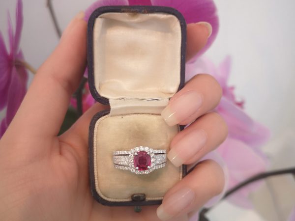 1.08ct Ruby and Diamond Cluster Ring in 18ct Gold
