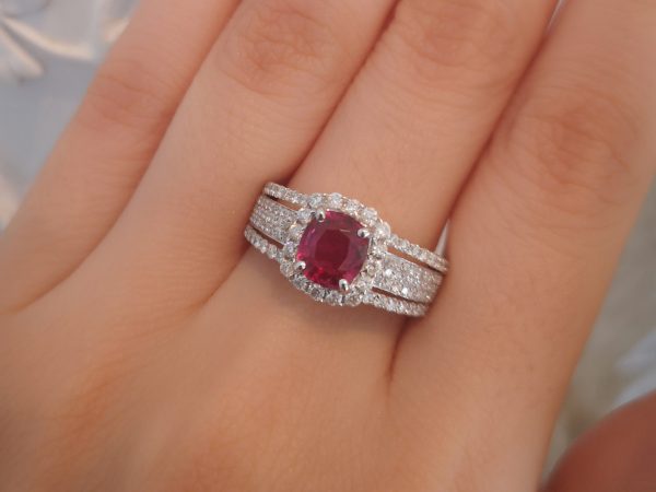 1.08ct Ruby and Diamond Cluster Ring in 18ct Gold