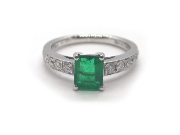Columbian Emerald and Diamond Engagement Ring, 18ct White Gold