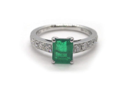 Columbian Emerald and Diamond Engagement Ring, 18ct White Gold