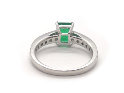 Columbian Emerald and Diamond Engagement Ring, 18ct White Gold
