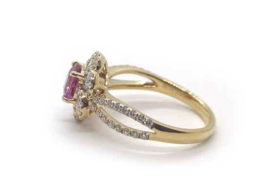 Pink Sapphire and Diamond Flower Cluster Ring, 18ct Gold