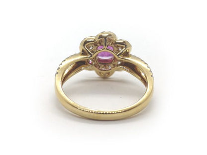Pink Sapphire and Diamond Flower Cluster Ring, 18ct Gold