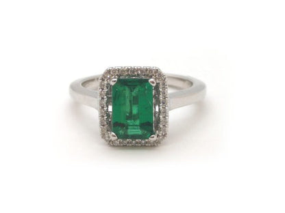 Emerald and Diamond Dress Ring, 18ct White Gold