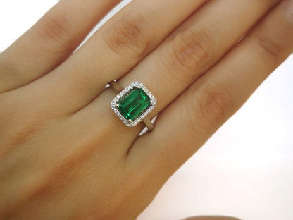 Emerald and Diamond Dress Ring, 18ct White Gold