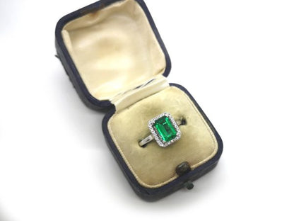 Emerald and Diamond Dress Ring, 18ct White Gold