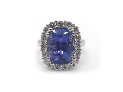 Sri Lankan Sapphire and Diamond Cluster Ring, 8.77ct
