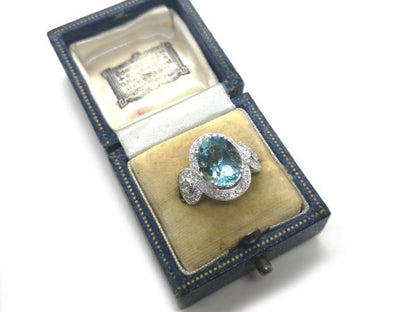 Fine Aquamarine and Diamond Ring, Platinum
