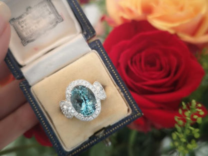 Fine Aquamarine and Diamond Ring, Platinum