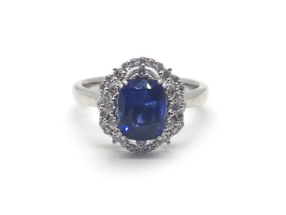 Vivid Blue Sapphire and Diamond Engagement Ring, 3.22ct