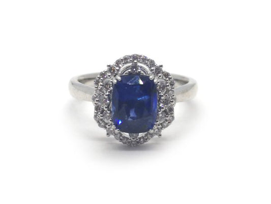Vivid Blue Sapphire and Diamond Engagement Ring, 3.22ct