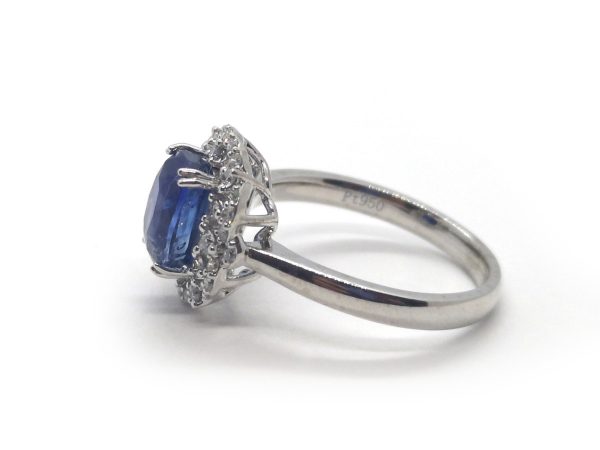 Vivid Blue Sapphire and Diamond Engagement Ring, 3.22ct