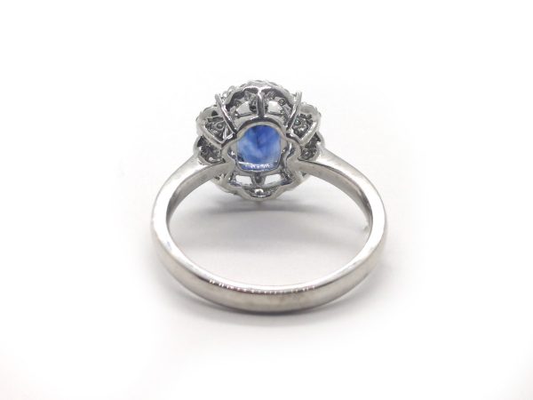 Vivid Blue Sapphire and Diamond Engagement Ring, 3.22ct