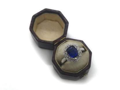 Vivid Blue Sapphire and Diamond Engagement Ring, 3.22ct