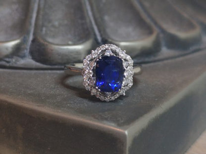 Vivid Blue Sapphire and Diamond Engagement Ring, 3.22ct