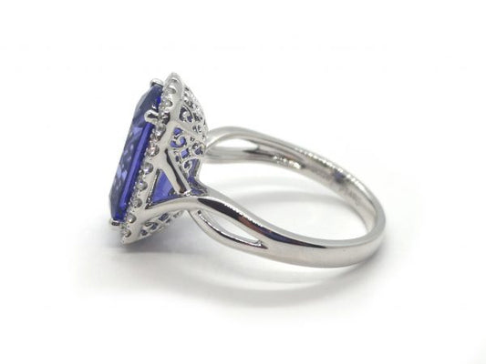Tanzanite and Diamond Halo Dress Ring, 5.60 carats