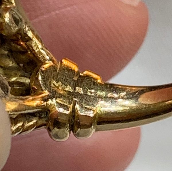 March sapphire ring Maker mark signature