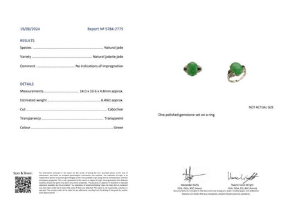 Natural No Heat 6.40ct Jadeite Jade Onyx and Diamond Ring in Platinum